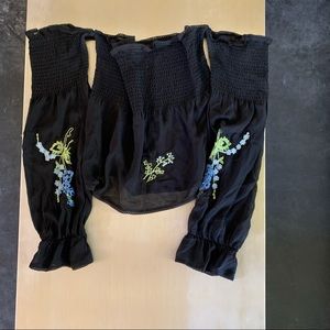 Adorable Y2K Betsey Johnson Sheer Off- the-shoulder Peasant Top